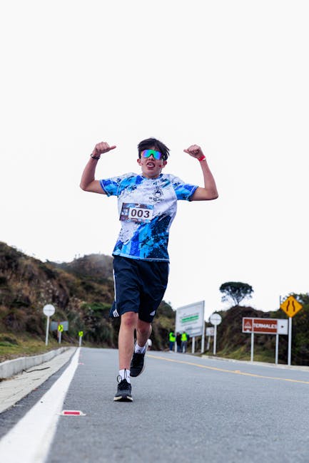 Athlete finishing a race representing endurance